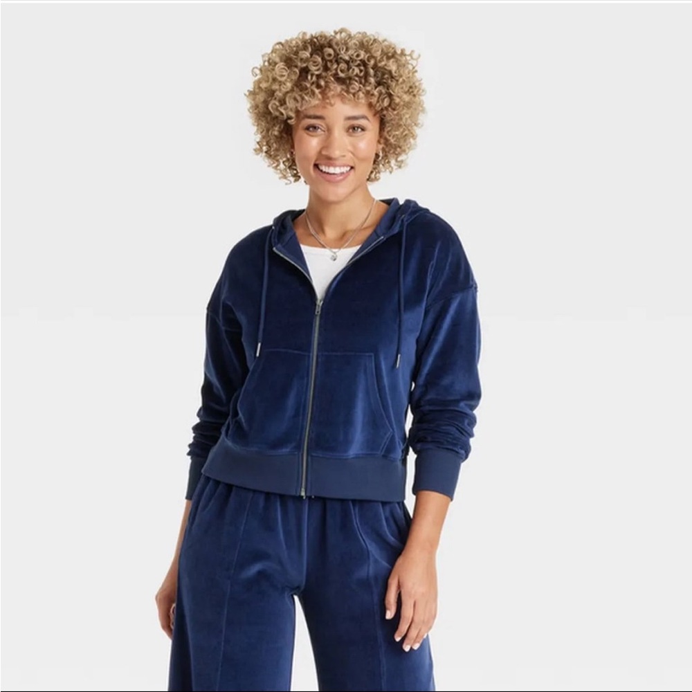 NEW Universal Thread Blue Velour Jacket Size S